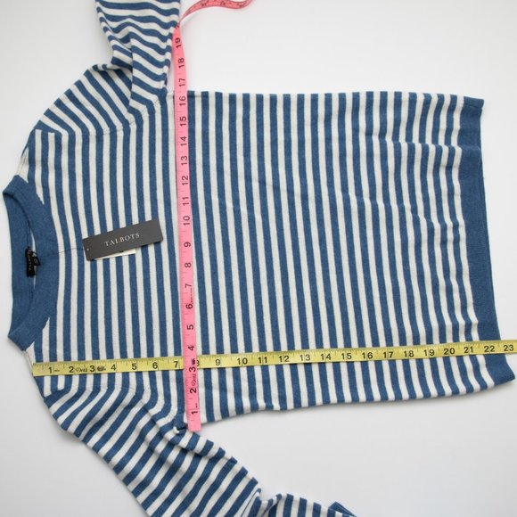 Talbots Sweater Lambswool Blend Horizontal Stripe Blue White Size XS New - Picture 5 of 5